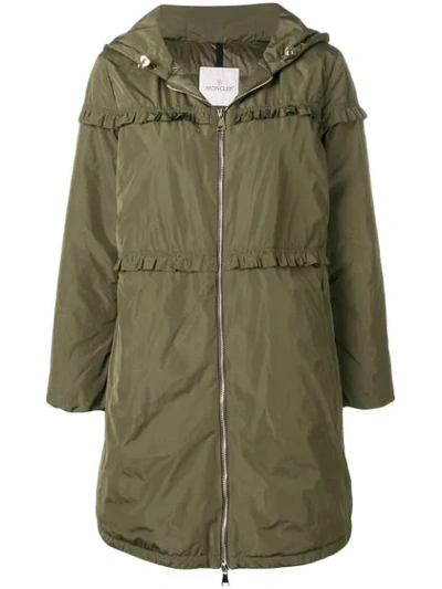 Moncler Ruffle Trim Padded Coat In 81a