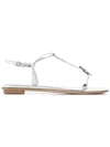 Prada Buckled T-bar Sandals In Argento