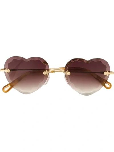 Chloé Heart-shape Sunglasses In Gold