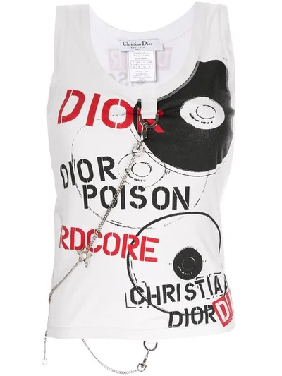Pre-owned Dior Logo Print Tank Top In White