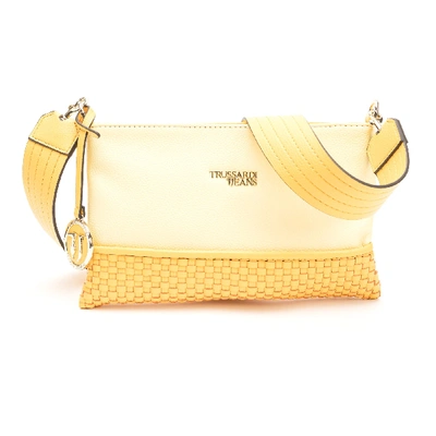 Trussardi Mimosa Faux Leather Clutch In Yellow