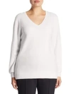Saks Fifth Avenue Plus V-neck Cashmere Knitted Sweater In Ivory