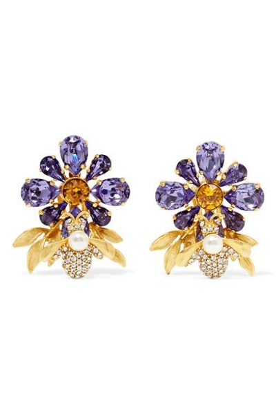 Dolce & Gabbana Gold-plated, Swarovski Crystal And Faux Pearl Clip Earrings