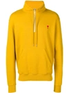 Ami Alexandre Mattiussi Ami De Cœur Half-zipped Sweatshirt In Yellow