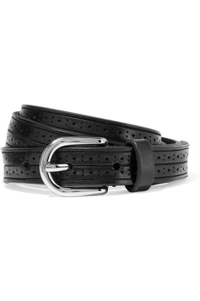Isabel Marant Kaylee Perforated Leather Belt In Black