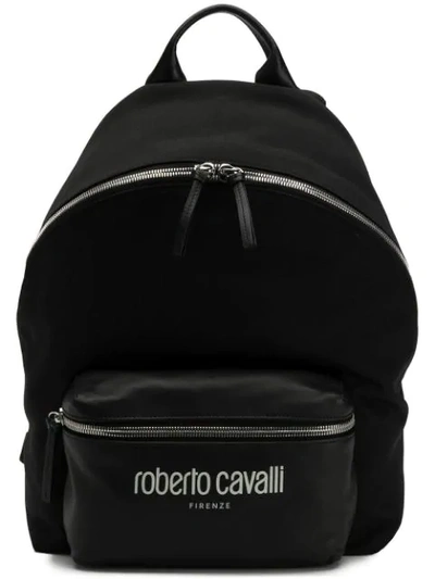 Roberto Cavalli Logo Backpack In Black