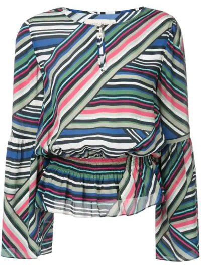 Nicole Miller Abstract Stripe Blouse In Multicolour