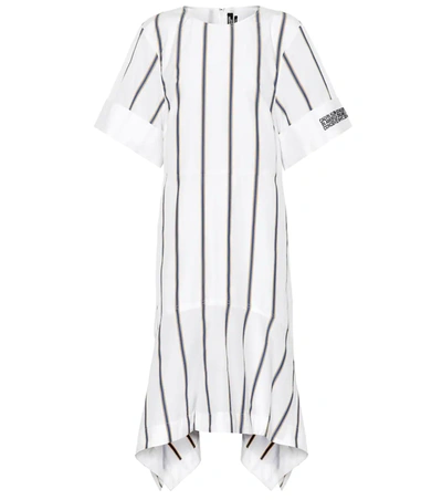 Calvin Klein 205w39nyc Asymmetric Striped Embroidered Cotton-poplin Dress In White