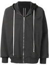 Rick Owens Zipped Up Hoodie In Grey