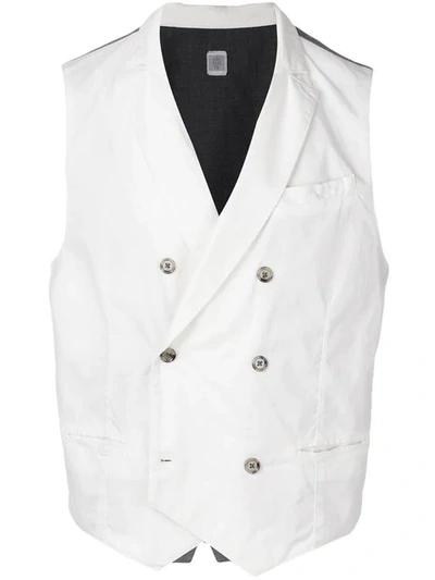 Eleventy Double Breasted Waistcoat In White