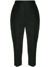 Rick Owens Cropped High Waisted Trousers In Black