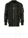 Rick Owens Embroidered Wool & Viscose Bomber Jacket In Black,oyster
