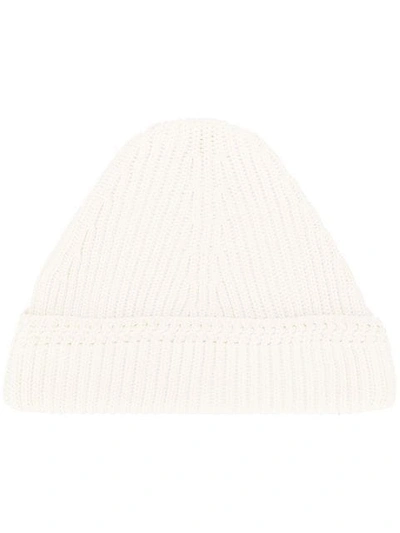 Maison Margiela Knitted Beanie Hat In White