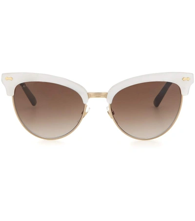 Gucci Gg 4283/s U29jd White Acetate & Gold Metal Cat Eye Women's Sunglasses  | ModeSens