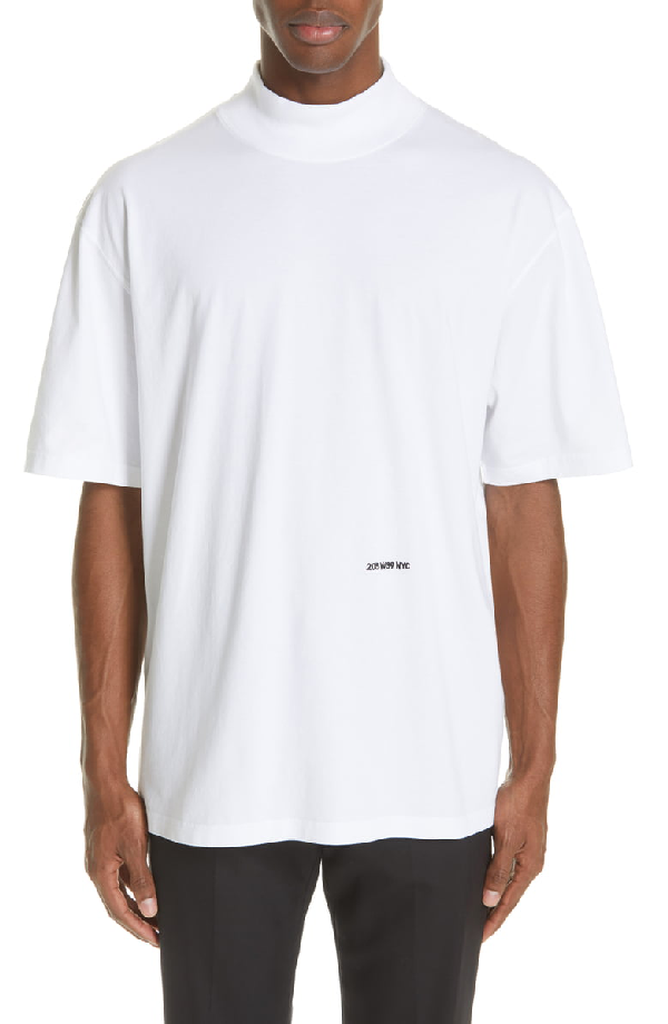Calvin Klein 205w39nyc Mock Neck Logo T-shirt In Optic White | ModeSens