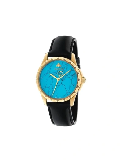 Gucci Le Marché Des Merveilles Synthetic Turquoise, Goldtone Pvd & Leather Strap Watch In Blue