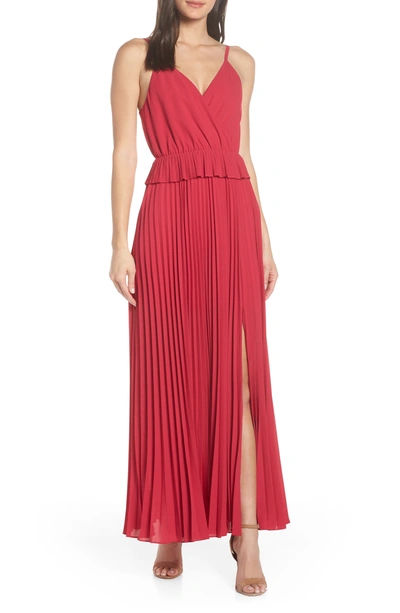 Ali & Jay Olivet Pleated Maxi Dress In Raspberry