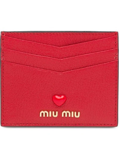 Miu Miu Madras Love Card Holder In Red