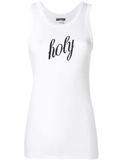 Ann Demeulemeester Holy Embroidered Tank Top In White