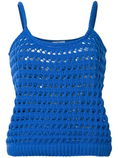 Prada Open Knit Top In Blue