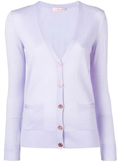 Tory Burch Madeline Relaxed V-neck Merino Cardigan In Magic Moon
