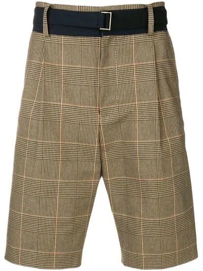 Sacai Belted Tailored Shorts In Brown