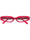 Linda Farrow Slim Oval Frame Sunglasses In 红色