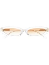 Linda Farrow Slim Oval Frame Sunglasses In White