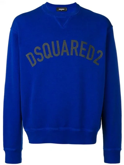 Dsquared2 Garment Dyed Logo Sweatshirt In Blue