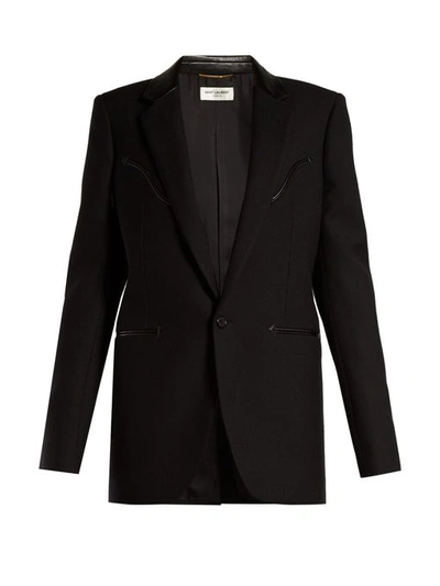 Saint Laurent Wool Gabardine Western Blazer In Black