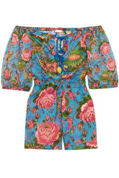 Anjuna Woman Charlee Floral-print Cotton-voile Playsuit Blue