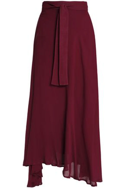 Bower Woman Asymmetric Mousseline Wrap Skirt Plum