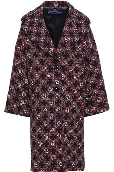 Emilio Pucci Floral-print Wool And Silk-blend Coat In Black