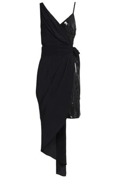 Boutique Moschino Woman Asymmetric Sequined Crepe Gown Black