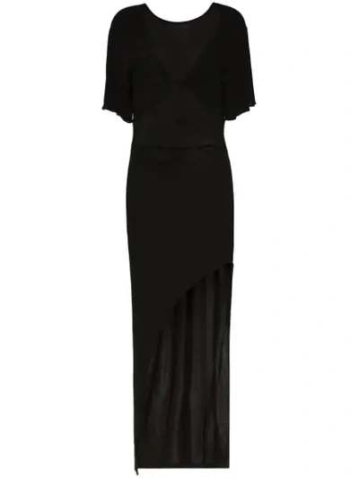 Faith Connexion Semi Sheer Asymmetric Hem Dress In Black
