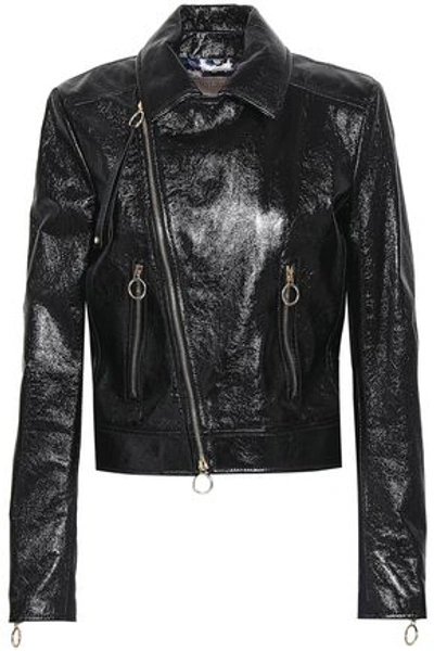 Emilio Pucci Woman Patent-leather Biker Jacket Black