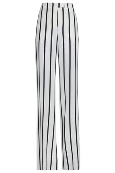 Emilio Pucci Woman Striped Silk Crepe De Chine Wide-leg Pants Off-white