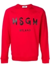 Msgm Printed Logo Sweatshirt In Red