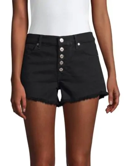 7 For All Mankind Cut-off Denim Shorts In Pitch Black 2