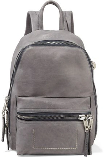 Rick Owens Woman Mini Burnished-leather Backpack Gray