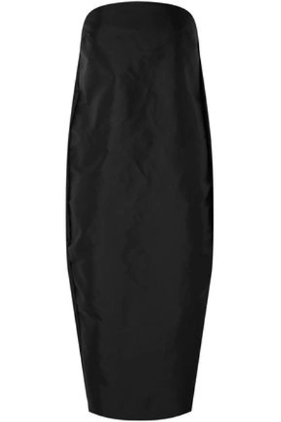 Rick Owens Strapless Coated Shell Midi Dress In Black