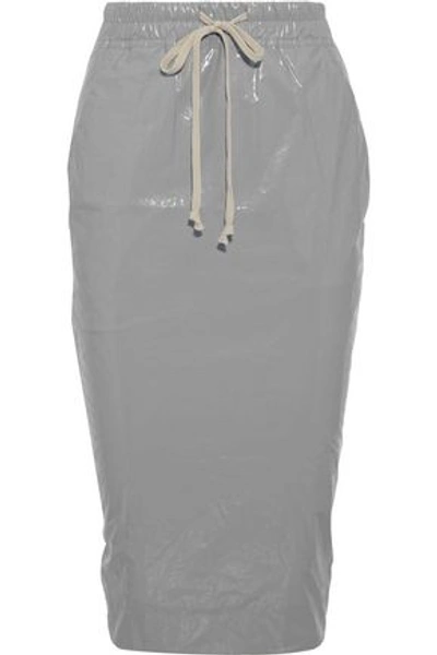 Rick Owens Drkshdw Woman Coated-cotton Pencil Skirt Stone