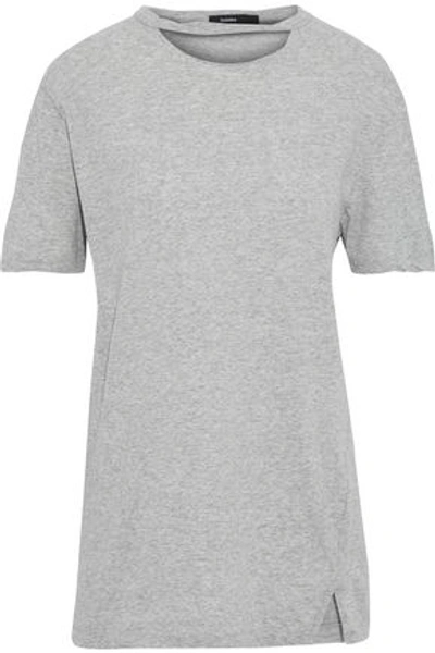 Bassike Woman Cutout Mélange Cotton-jersey T-shirt Gray