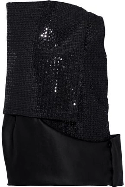 Rick Owens Woman Asymmetric Layered Sequined Cotton Top Black