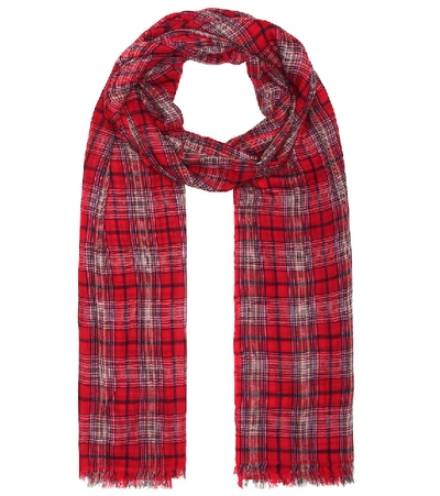 Isabel Marant Woody Plaid Wool Scarf In Red