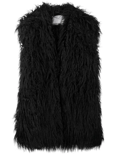Paco Rabanne Faux-fur Oversized Gilet In Black