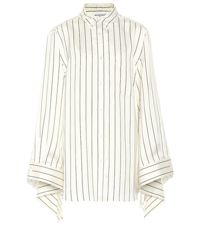 Balenciaga Striped Silk Shirt In White