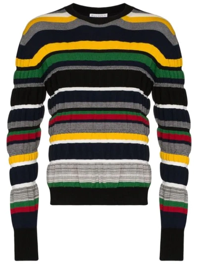 Jw Anderson Multi Colour Stripe Ruched Jumper In Blue