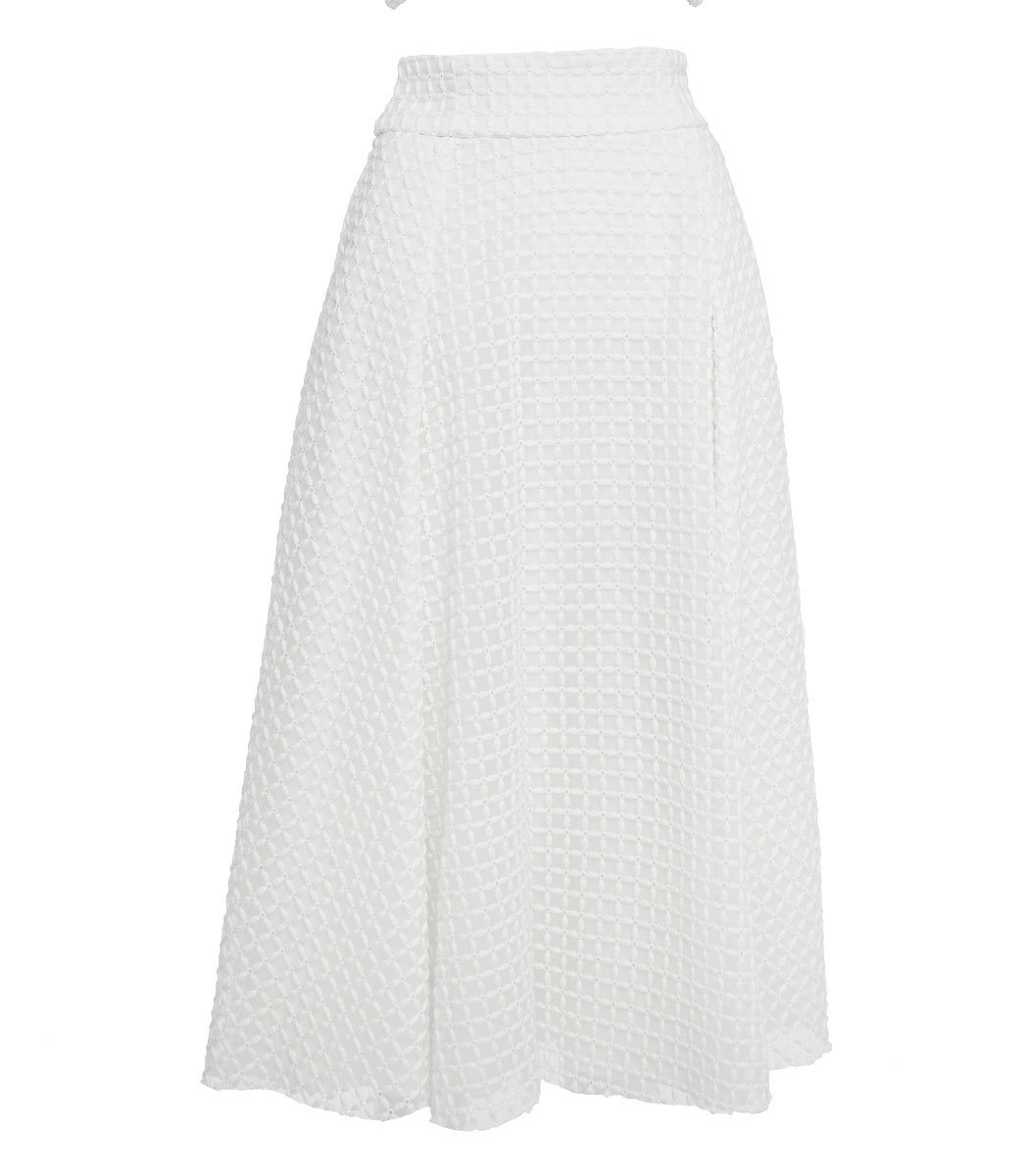 Black Iris Annabelle Pique High Waist A-Line Skirt In White | ModeSens