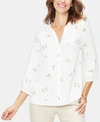 Nydj Pintuck-back Blouse In Native Vanilla Floral